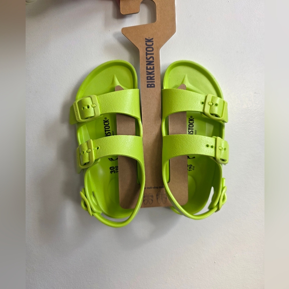 Birkenstock Kids Milano Eva Lime Green Two-Strap Sandals, Size 30